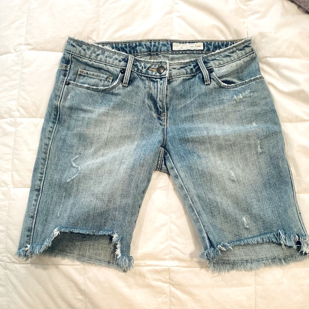 SASS & BIDE 'Papa Sucre' Distressed Blue Denim Cut Offs Jean Shorts